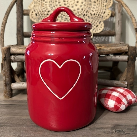 NWT RAE DUNN RED HEART BABY CANISTER - Picture 1 of 12